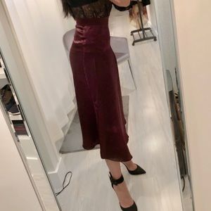 H&M Midi length Satin Plum Skirt